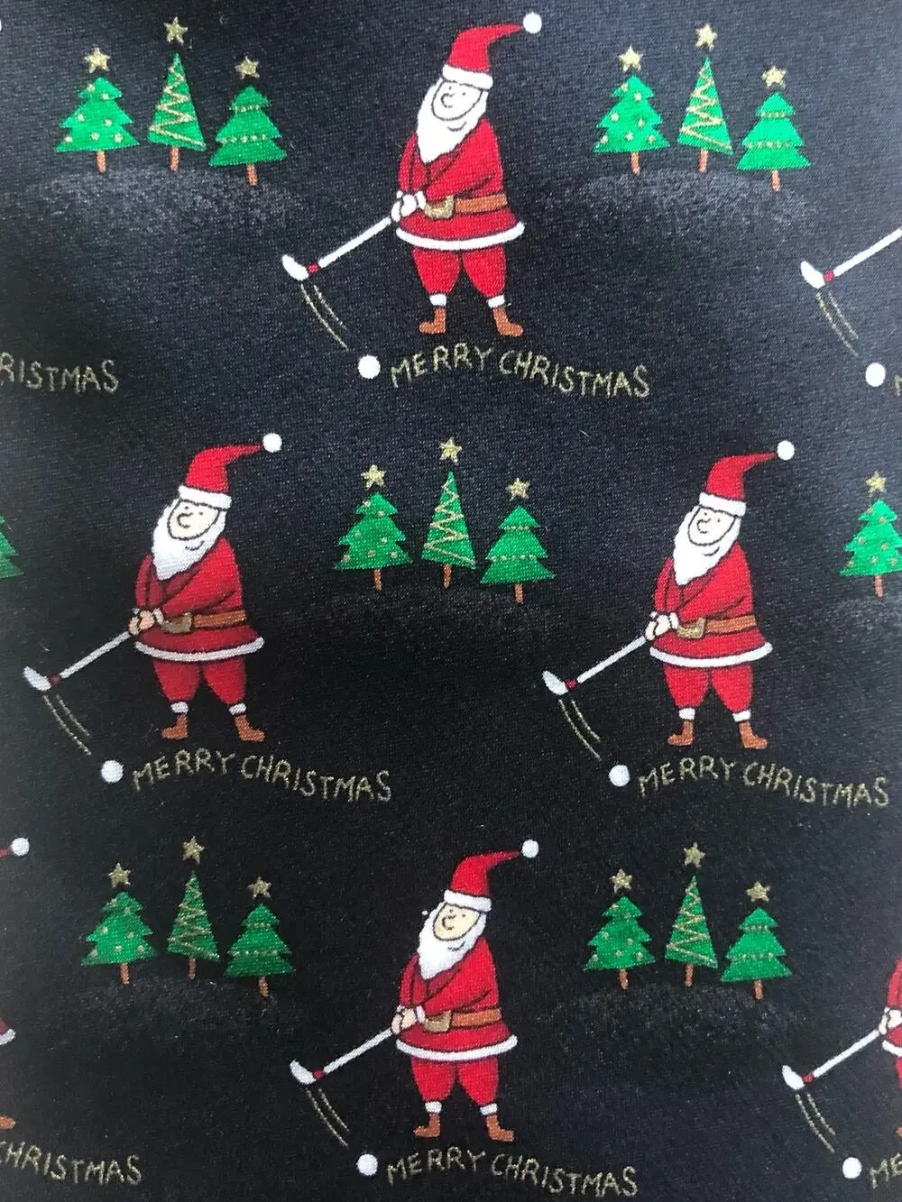 Hallmark Holiday Traditions Christmas Santa Golfing Golf Tie Black